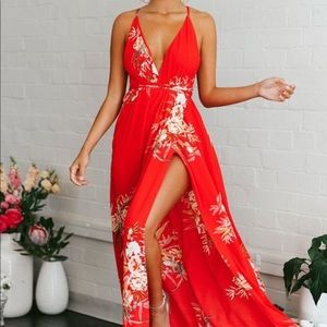 Hello Molly Red Tropical Maxi Dress